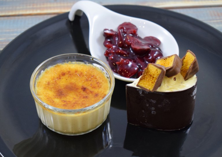 White Chocolate Crème Brulee with Crunchie Ice cream