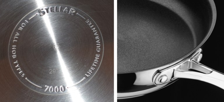 Bottom and handle of frying pan