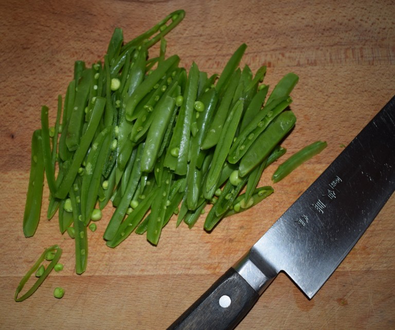 Cut sugar snaps