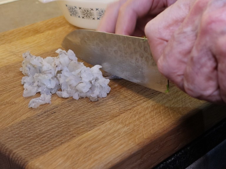 Chopping King Prawns