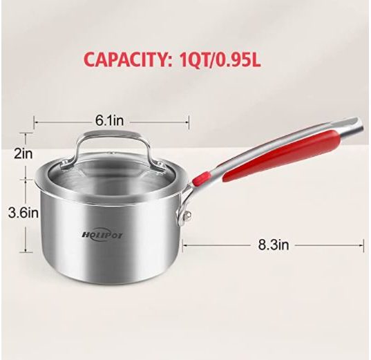 Holipot 1 Quart Saucepan Pot with Lid