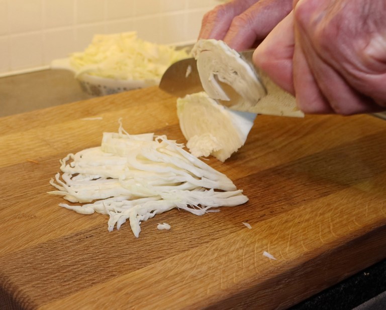 Slicing with my new Santoku