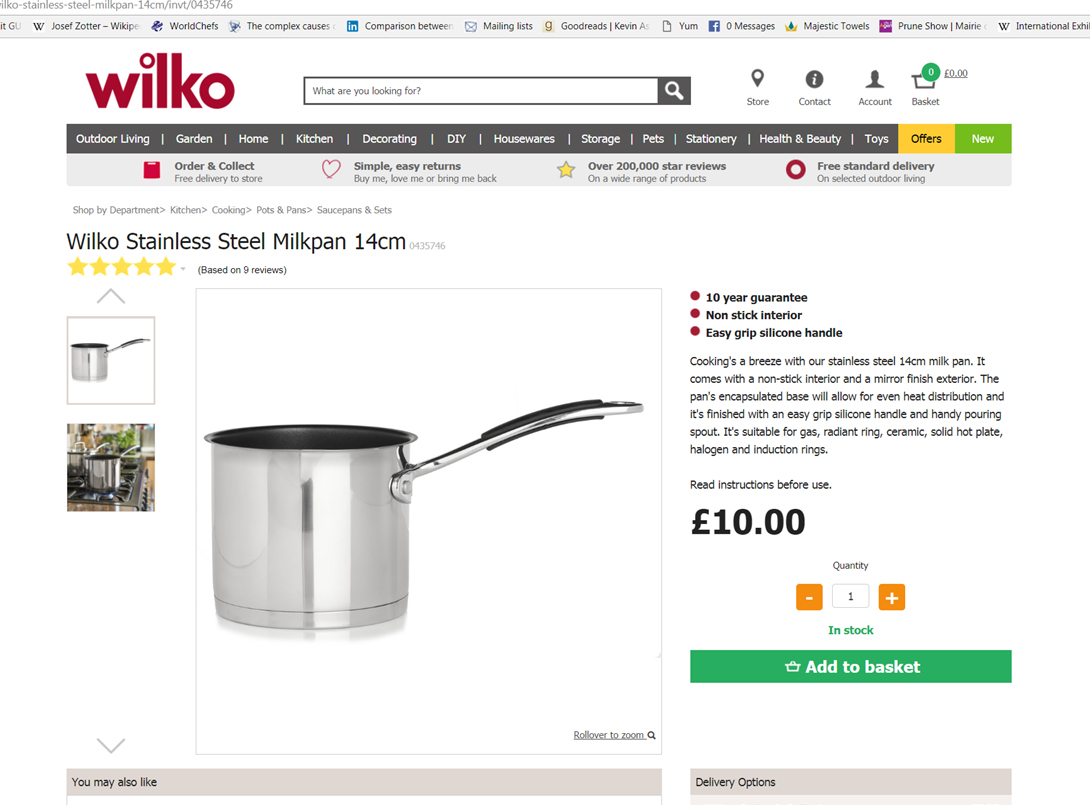Wilko Stainless Steel Milk Saucepan